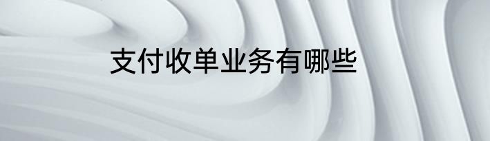 支付收单业务有哪些