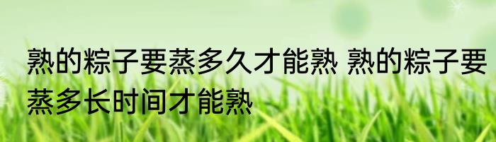 熟的粽子要蒸多久才能熟 熟的粽子要蒸多长时间才能熟