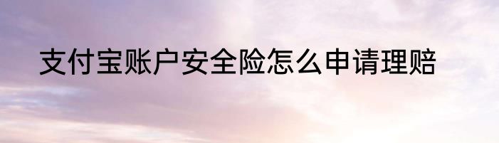 支付宝账户安全险怎么申请理赔
