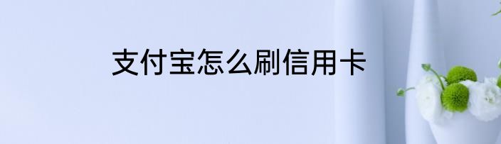 支付宝怎么刷信用卡