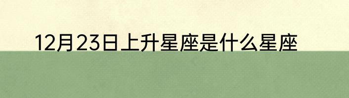 12月23日上升星座是什么星座