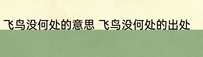 飞鸟没何处的意思 飞鸟没何处的出处