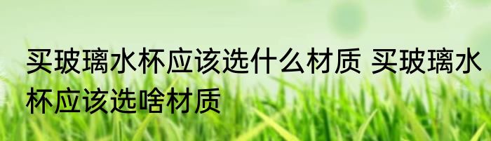 买玻璃水杯应该选什么材质 买玻璃水杯应该选啥材质