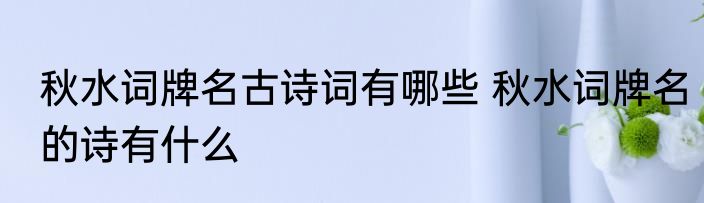 秋水词牌名古诗词有哪些 秋水词牌名的诗有什么