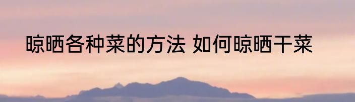 晾晒各种菜的方法 如何晾晒干菜
