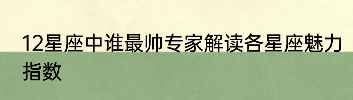 12星座中谁最帅专家解读各星座魅力指数
