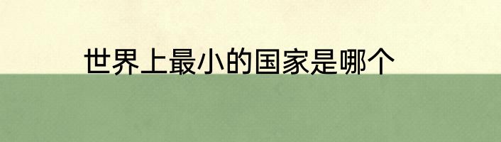 世界上最小的国家是哪个