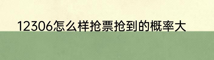 12306怎么样抢票抢到的概率大