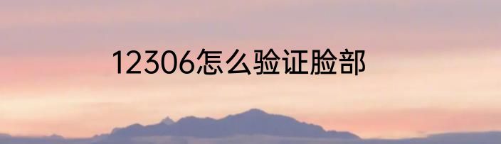 12306怎么验证脸部