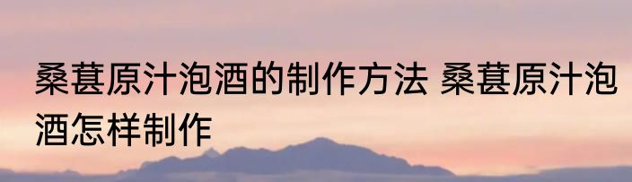 桑葚原汁泡酒的制作方法 桑葚原汁泡酒怎样制作
