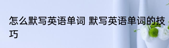 怎么默写英语单词 默写英语单词的技巧