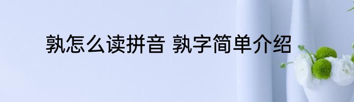 孰怎么读拼音 孰字简单介绍