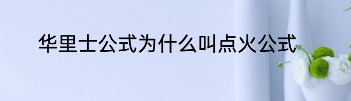 华里士公式为什么叫点火公式