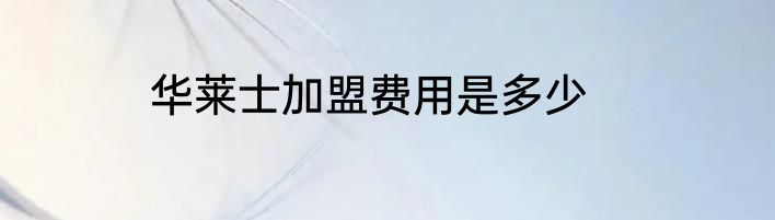 华莱士加盟费用是多少