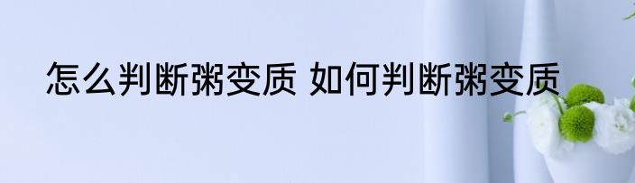 怎么判断粥变质 如何判断粥变质