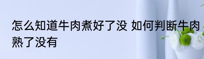 怎么知道牛肉煮好了没 如何判断牛肉熟了没有