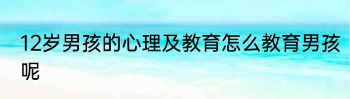 12岁男孩的心理及教育怎么教育男孩呢