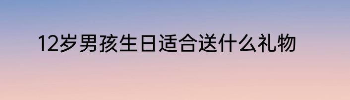 12岁男孩生日适合送什么礼物