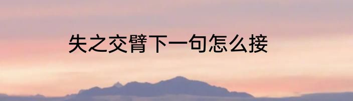 失之交臂下一句怎么接