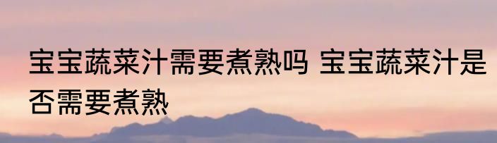 宝宝蔬菜汁需要煮熟吗 宝宝蔬菜汁是否需要煮熟