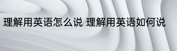 理解用英语怎么说 理解用英语如何说