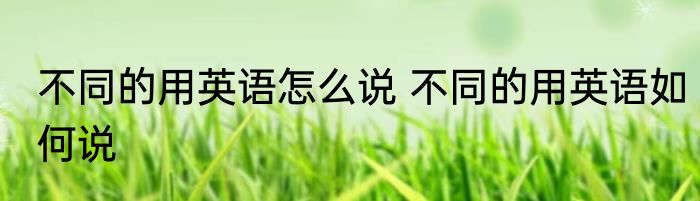 不同的用英语怎么说 不同的用英语如何说