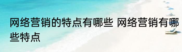 网络营销的特点有哪些 网络营销有哪些特点