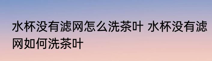 水杯没有滤网怎么洗茶叶 水杯没有滤网如何洗茶叶