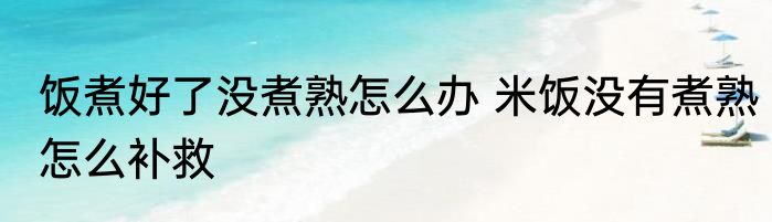 饭煮好了没煮熟怎么办 米饭没有煮熟怎么补救