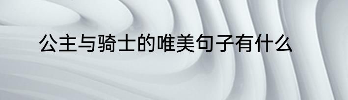 公主与骑士的唯美句子有什么