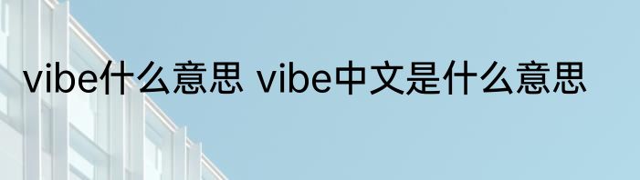 vibe什么意思 vibe中文是什么意思