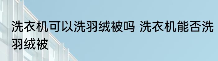 洗衣机可以洗羽绒被吗 洗衣机能否洗羽绒被