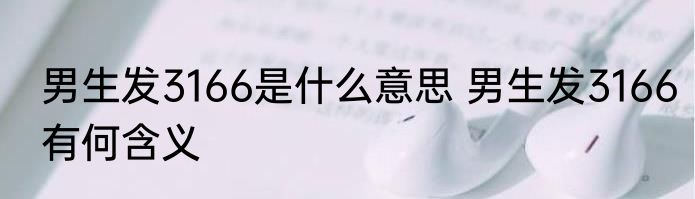 男生发3166是什么意思 男生发3166有何含义