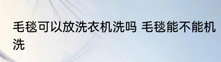 毛毯可以放洗衣机洗吗 毛毯能不能机洗
