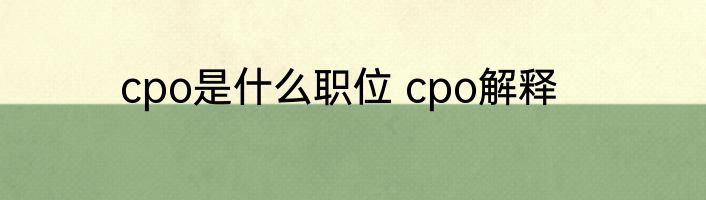 cpo是什么职位 cpo解释