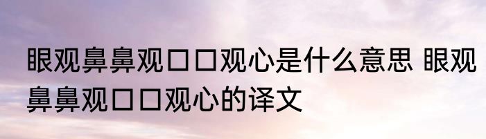 眼观鼻鼻观口口观心是什么意思 眼观鼻鼻观口口观心的译文