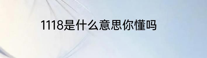 1118是什么意思你懂吗