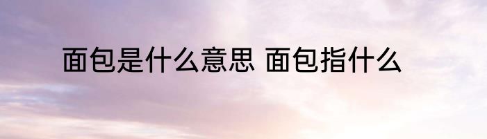 面包是什么意思 面包指什么