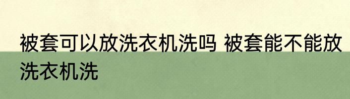 被套可以放洗衣机洗吗 被套能不能放洗衣机洗