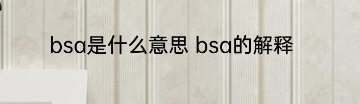 bsa是什么意思 bsa的解释