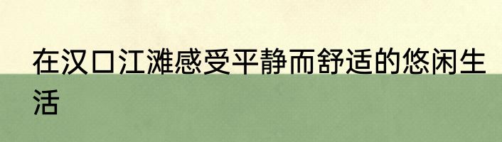 在汉口江滩感受平静而舒适的悠闲生活