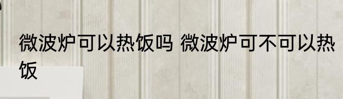 微波炉可以热饭吗 微波炉可不可以热饭