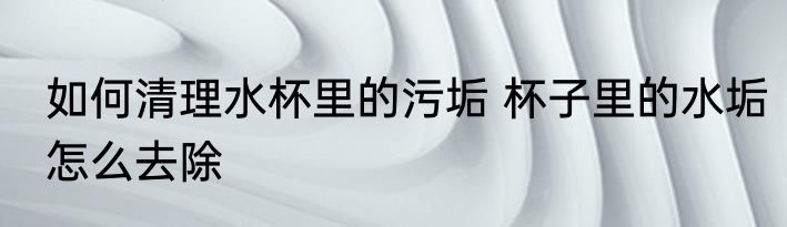 如何清理水杯里的污垢 杯子里的水垢怎么去除
