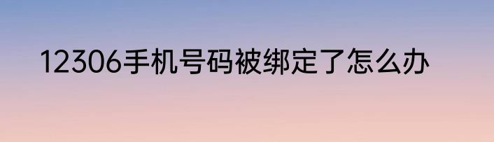 12306手机号码被绑定了怎么办