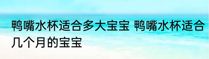 鸭嘴水杯适合多大宝宝 鸭嘴水杯适合几个月的宝宝