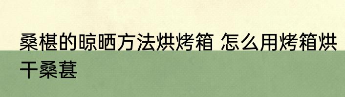 桑椹的晾晒方法烘烤箱 怎么用烤箱烘干桑葚