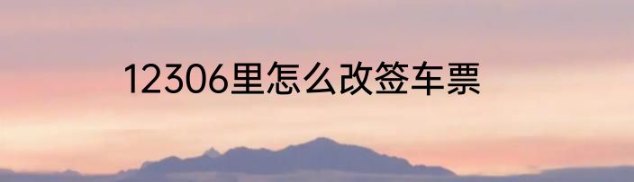 12306里怎么改签车票