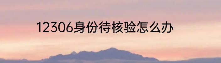 12306身份待核验怎么办