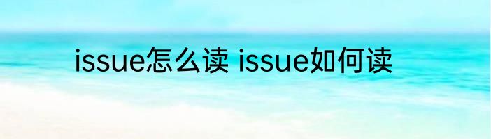 issue怎么读 issue如何读