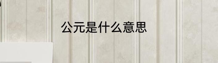 公元是什么意思